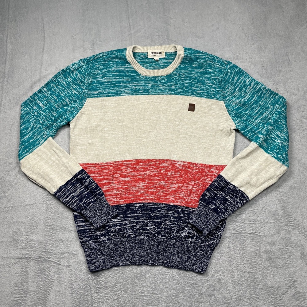 Brooklyn Industries Sweater Mens Large Multi Color Striped Marled Crewneck